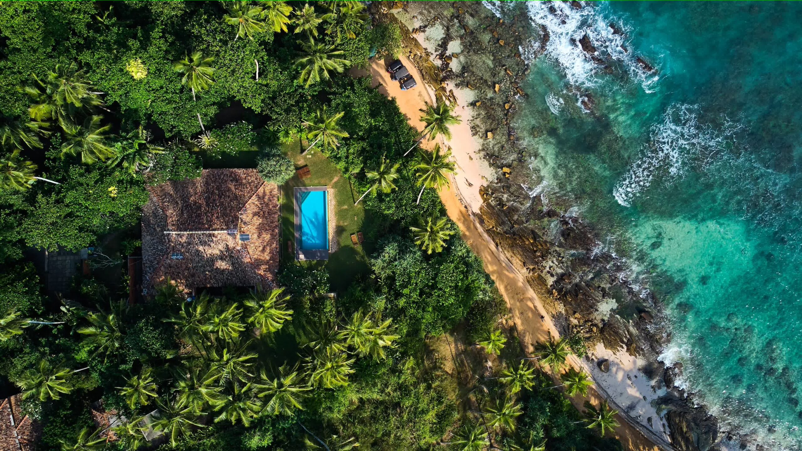 Aerial,View,Of,A,Villa,With,A,Swimming,Pool,In