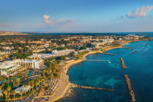 Cyprus,,Paphos,Embankment,,Aerial,View.,Famous,Mediterranean,Resort,City.,Summer